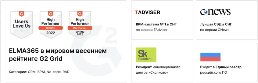 Награды и достижения ELMA365