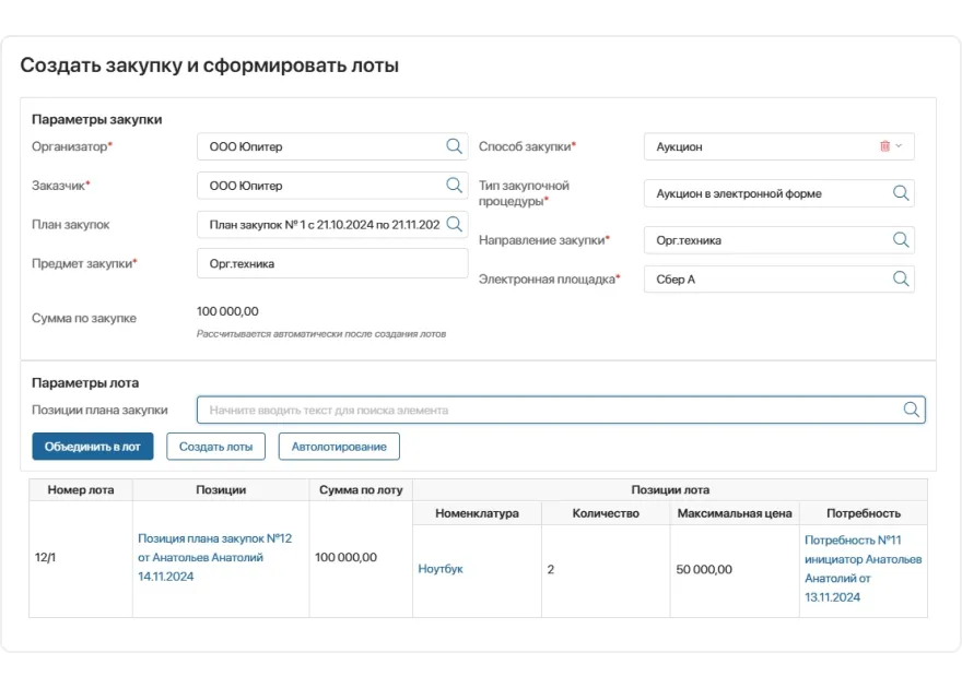 Автоматизация организации процедуры
