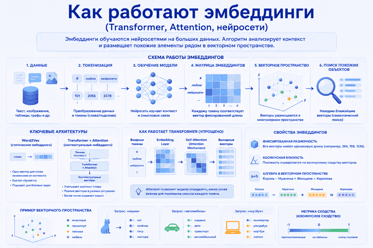 Схема работы эмбеддингов Эмбеддинги: схема работы