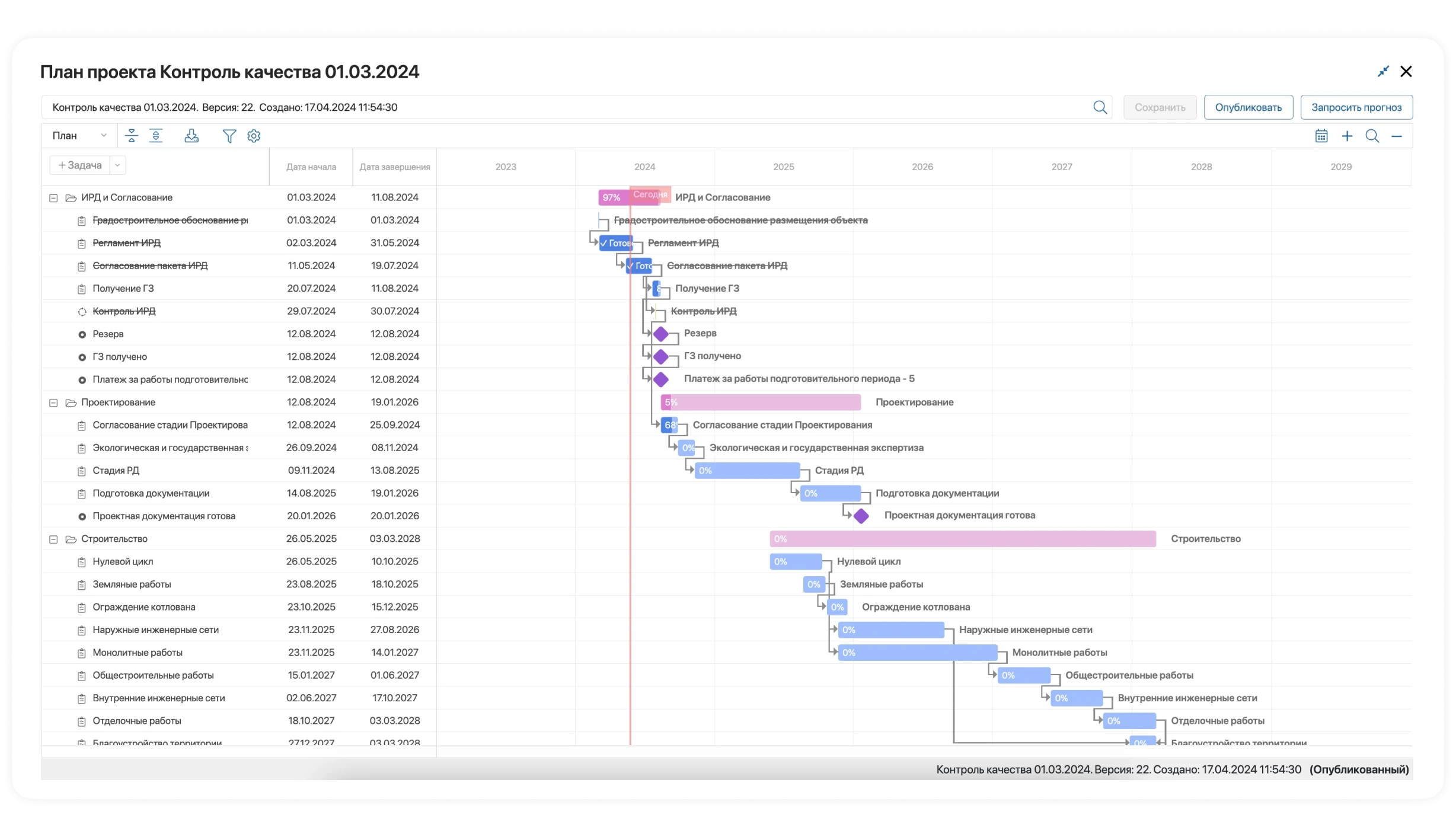 Гант в ELMA365 Проекты