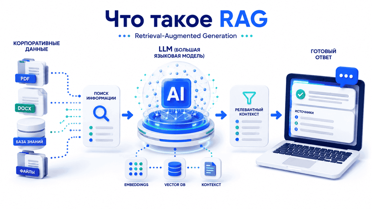 RAG &mdash; что это такое: схема работы Retrieval-Augmented Generation с корпоративными данными и LLM