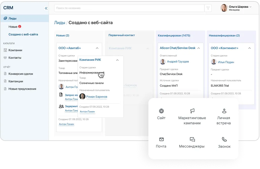 Обработка лидов из всех каналов