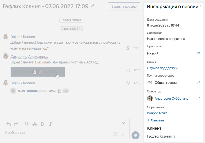 Работайте с диалогом в едином контексте в ELMA365 Omni