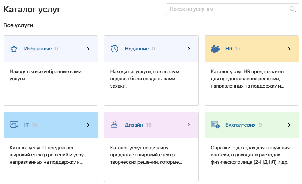 Каталог услуг в ELMA365 Клиентский сервис Каталог услуг в ELMA365 Клиентский сервис