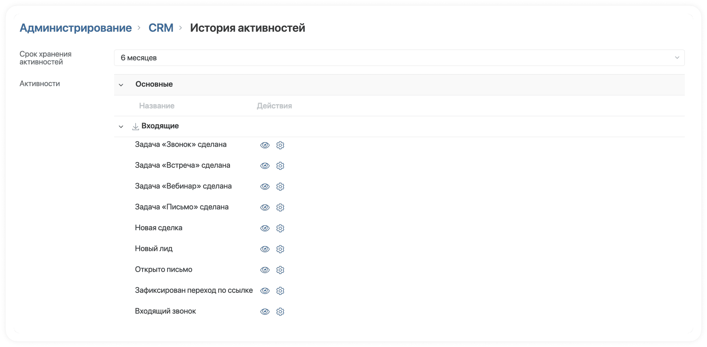 Единая история переписки по всем контактам компании