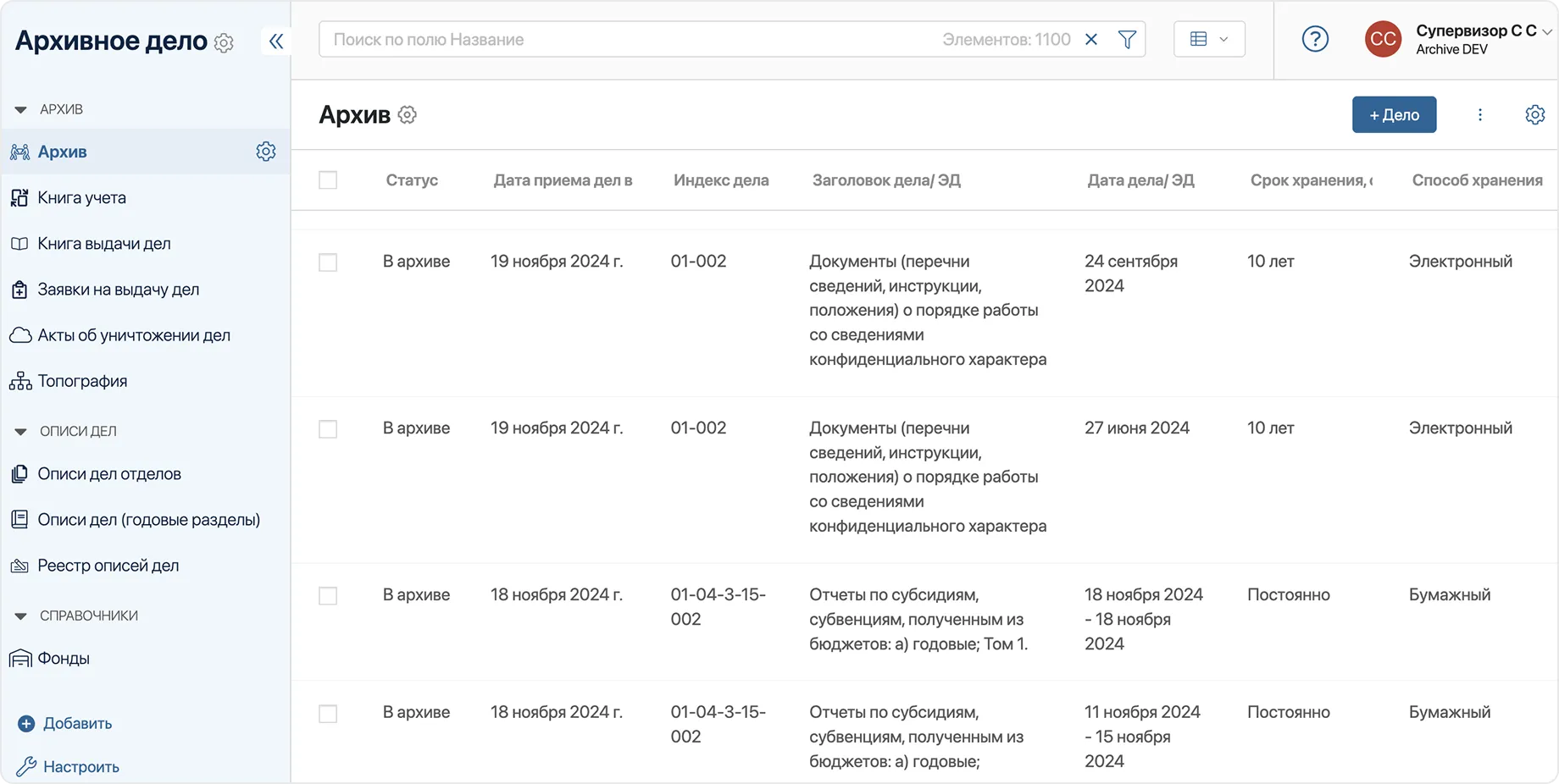 Долговременное хранение кадровых документов