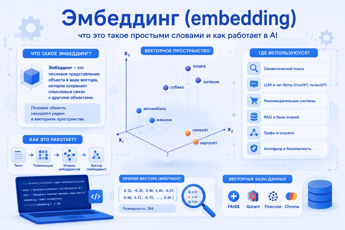 Эмбеддинги: что это такое, как работают и где используются в AI Эмбеддинги: что это такое простыми словами, как работают и где используются в AI
